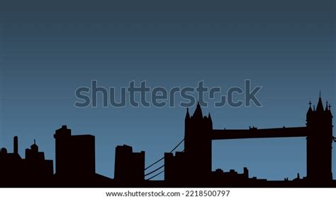 Illustrator Silhouette London Bridge 2d Landscape Stock Illustration ...