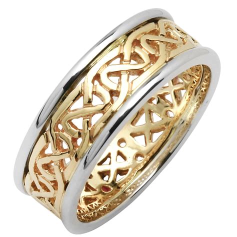 Irish Wedding Ring - Ladies Celtic Knot Narrow Pierced Sheelin Wedding ...