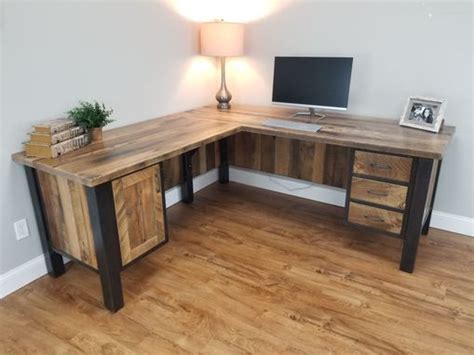 Buy Custom Made Reclaimed Barnwood Corner Desk, Rustic Work Station, L ...