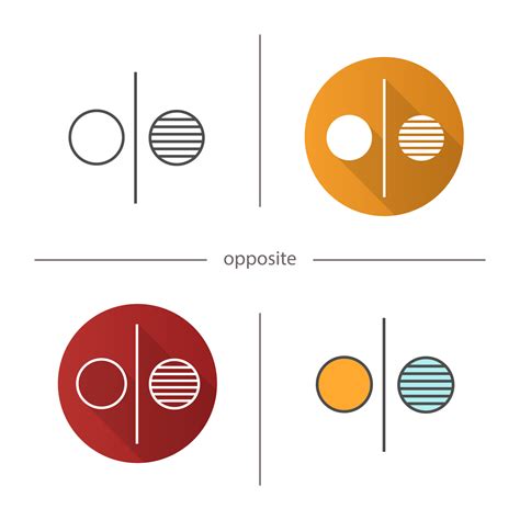 Opposite symbol icon. Flat design, linear and color styles. Opponents ...