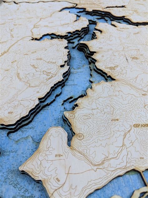 Lake Coeur d'Alene, Idaho Laser Cut 3D Topography Wall Map – Lake ...