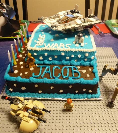 My grandson, Jacob wanted a Lego Star Wars cake for his 7th birthday. He really made it easy on ...