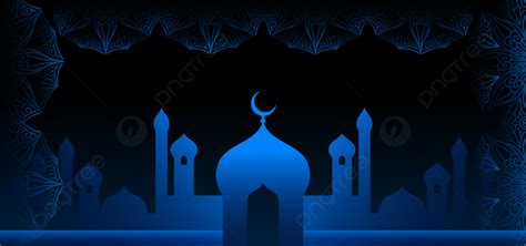 Blue Mosque With Islamic Ornamental Black Background, Ramadan, Background, Banner Background ...