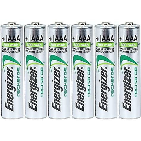 Energizer AAA Rechargeable NiMH Battery 800 mAh 1.2V x six (6) Batteries - Walmart.com - Walmart.com