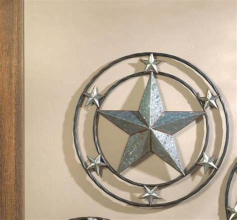 Galvanized Metal Large Lone Star in Center with 6 Smaller Stars Wall ...