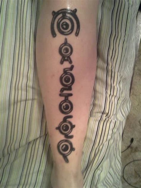 Unown Pokemon Tatt...so AWESOME!! Pokemon Tattoo, My Pokemon, Polynesian Tattoo, Spencer ...