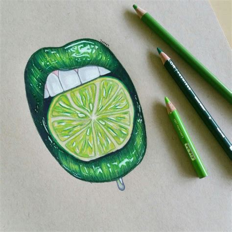 Lips With Fruit Drawing - Ultra Wallpaper