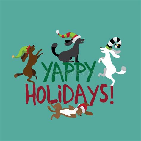 Happy Holidays Cute Dogs Wearing Silly Hats Stock Vector - Image: 62883878