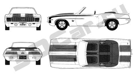 Чертеж Chevrolet Camaro SS Convertible (1969) :: [ 3DCar.ru ] - 3D модели автомобилей, галерея ...