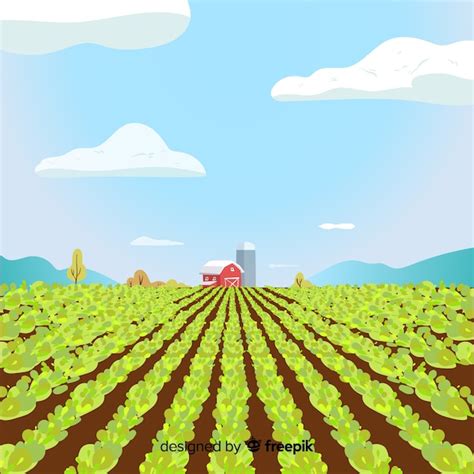 Cartoon farm landscape | Free Vector