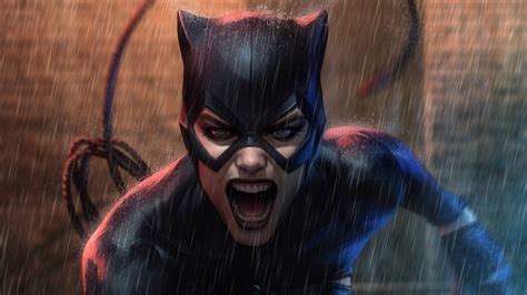 Catwoman in the Rain - 4K Ultra HD Wallpaper