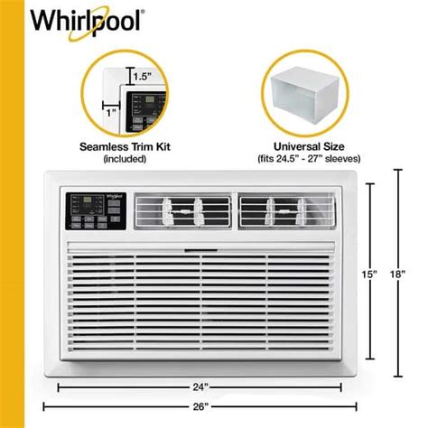 Whirlpool Energy Star 12,000 BTU 115V Through-the-Wall Air Conditioner with Remote Control - Bed ...