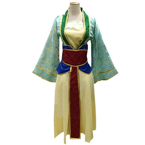 2018 Cartoon Princess Mulan Cosplay Costume Chinese Traditional Dress ...