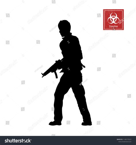 Black Silhouette Man Rifle On White Stock Illustration 1140175523 | Shutterstock