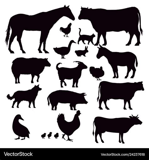 Farming animal silhouette Royalty Free Vector Image