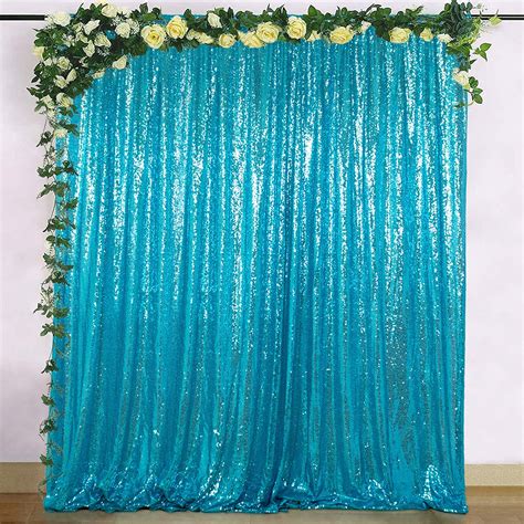 ShiDianYi Sequin Backdrop Teal 4FTx6FT Baby Shower Curtains Great Gatsby Party Decorations ...