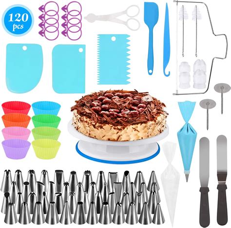 Cake Decorating Supplies,120 PCS Baking Pastry Tools,Cake Rotating ...