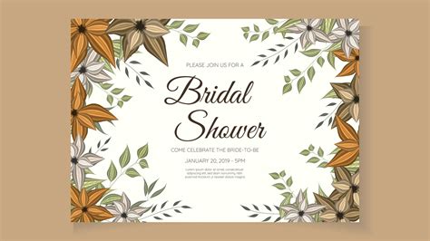 Bridal Shower invitation card template in abstract flowers floral 3805672 Vector Art at Vecteezy