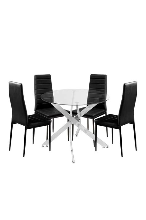 Dining Tables & Chairs | 5-Piece Dining Table Set of Leather ...