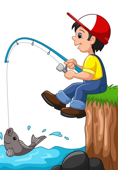 Premium Vector | Cartoon boy fishing | Boy fishing, Cartoon boy ...