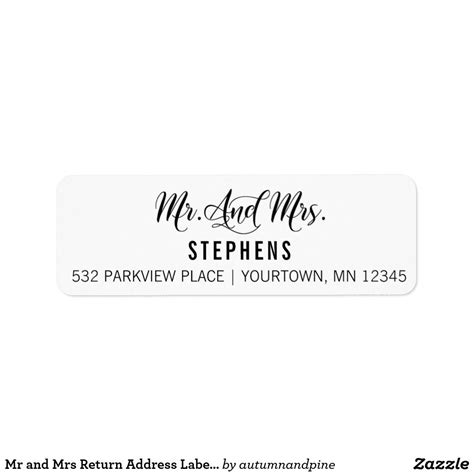 Mr and Mrs Return Address Labels Script Chic | Zazzle.com in 2020 | Address labels, Wedding ...