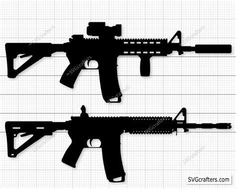 Free AR15 Svg cut file, AR15 Silhouette Vectors graphic art designs