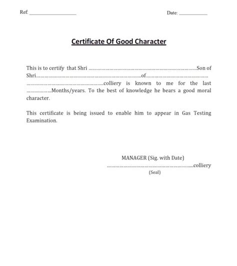 Character Certificate Templates - Word Excel Samples