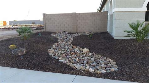 Arizona desert landscape design with riverbeds, rock, plants | Desert ...