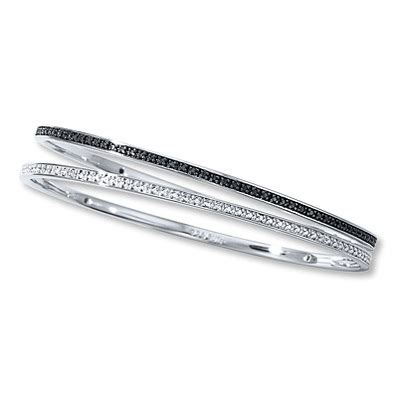 Kay Jewelers Diamond Bangle Set 1/15 ct tw Round-cut Sterling Silver- Diamond