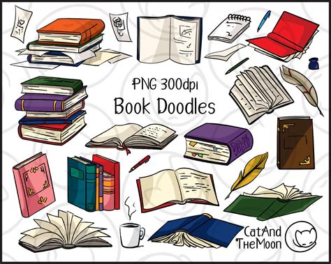 Books Doodles Book Doodles Clipart Literature Clipart - Etsy