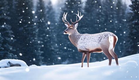 Premium AI Image | Beautiful Christmas scene with a deer in a winter snowy forest