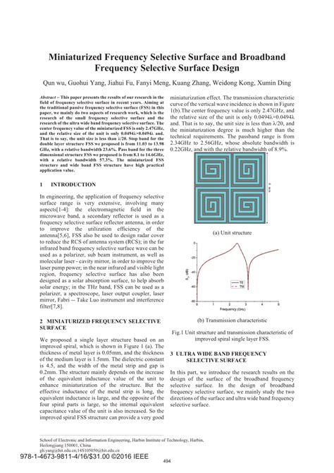 (PDF) Miniaturized frequency selective surface and broadband frequency selective surface design