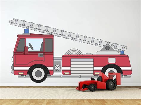 Firetruck Wall Sticker Kids Room Wall Decor Nursery Decal - Etsy