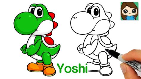 How to Draw Yoshi from Super Mario Bros - YouTube