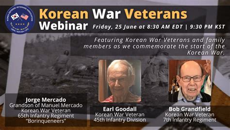 Korean War Veterans Webinar – Korea Defense Veterans Association