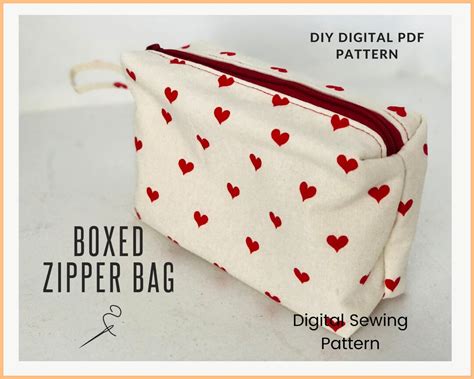 DIY Pdf Sewing Pattern Boxed Zipper Cosmetic Bag, Travel Zipper Bag, Easy Bag Pattern - Etsy