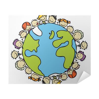 Poster Kids around the world together save the planet earth - PIXERS.US
