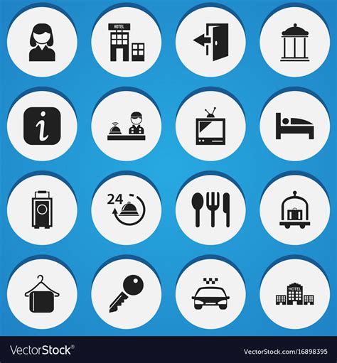 Set of 16 editable hotel icons includes symbols Vector Image