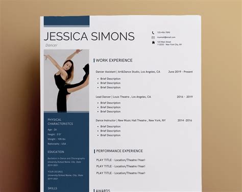 Ballet Resume Template Canva Dancer Resume Theatre Resume - Etsy | Resume template, Resume ...