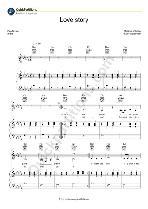 Love Story Piano Sheet Music - Indila (Digital Sheet Music)