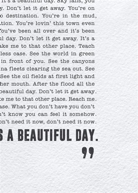 Beautiful Day U2 Poster Song Lyrics Print Bono Lyrics | Etsy