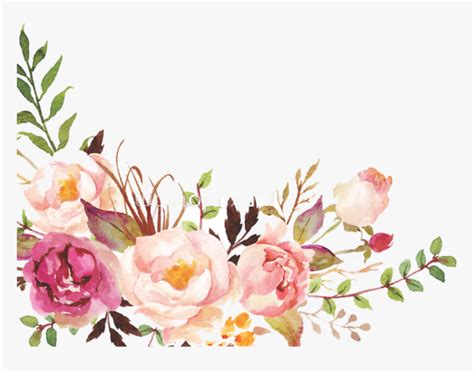 Watercolor Floral Border Paper Printable - Flower Border Watercolor Png, Transparent Png - kindpng