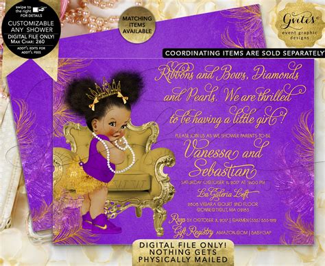 Purple Baby Shower Invitations : Girls Purple Gold Royal Baby Shower Invitation | Zazzle ...