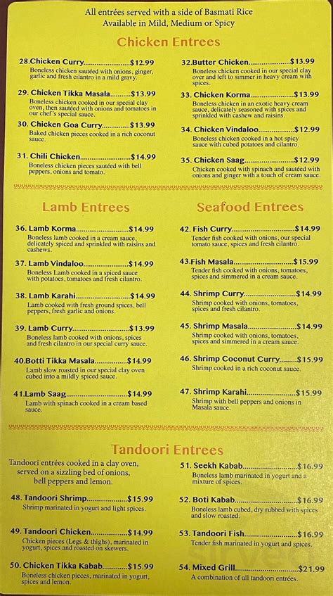 Shanti's Indian Cuisine menu in Roseburg, Oregon, USA