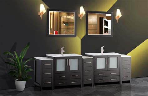 Vanity Art 96" Double Sink Bathroom Vanity Combo Set - Modern Bathroom Storage Solid Wood ...