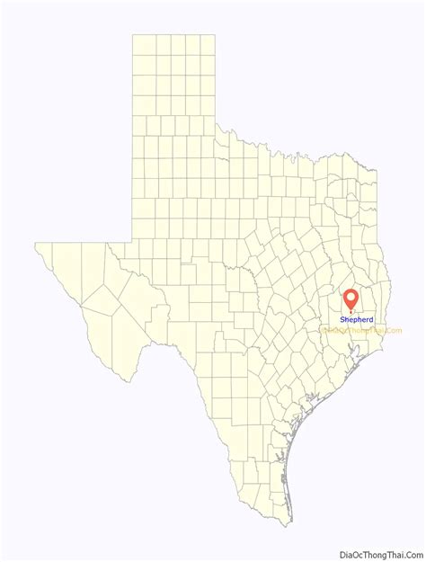 Map of Shepherd city, Texas - Thong Thai Real