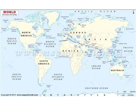 World Map With Seas Labeled