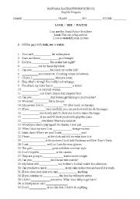 Grammar - Look / See / Watch - ESL worksheet by bbcel