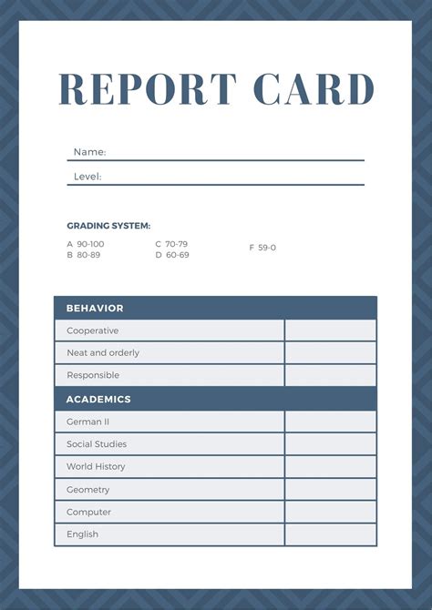 Report Card Template Google Docs