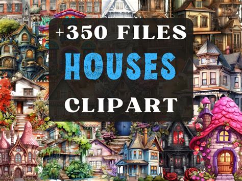 350 House Clipartclipart Colorful Housewatercolor Houses - Etsy